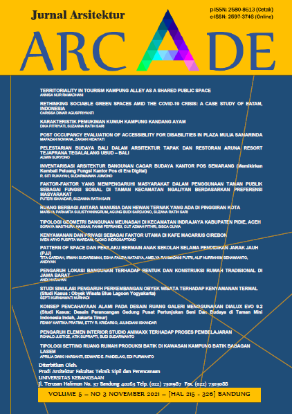 					View Vol. 5 No. 3 (2021): Jurnal Arsitektur ARCADE November 2021
				